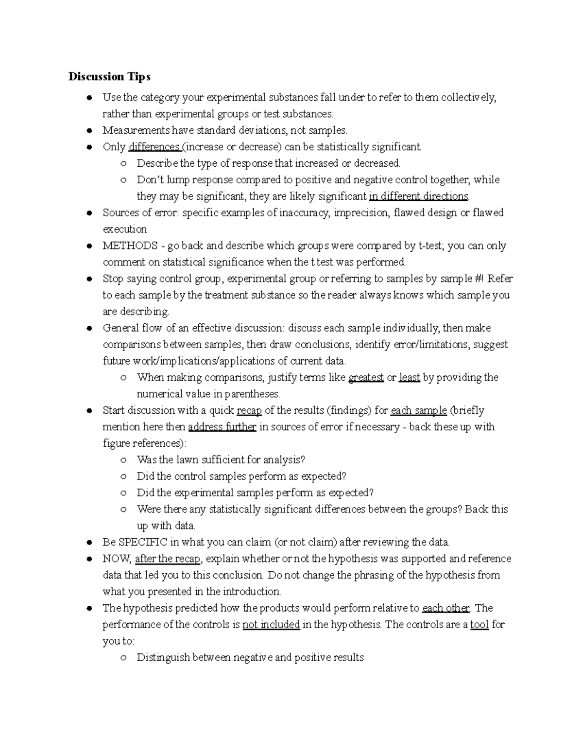 Discussion Tips - Discussion Tips Use the category your experimental ...