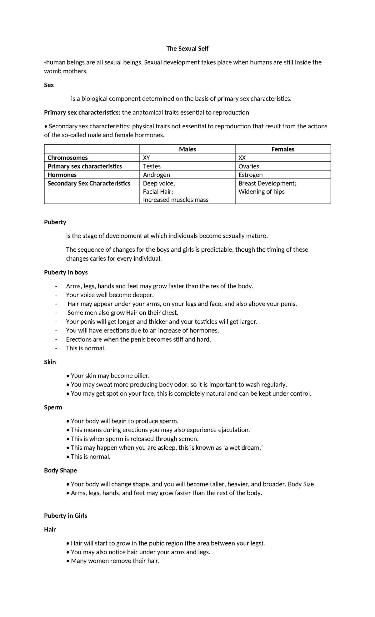 UTS mideterm topics - Notes - The Sexual Self -human beings are all ...