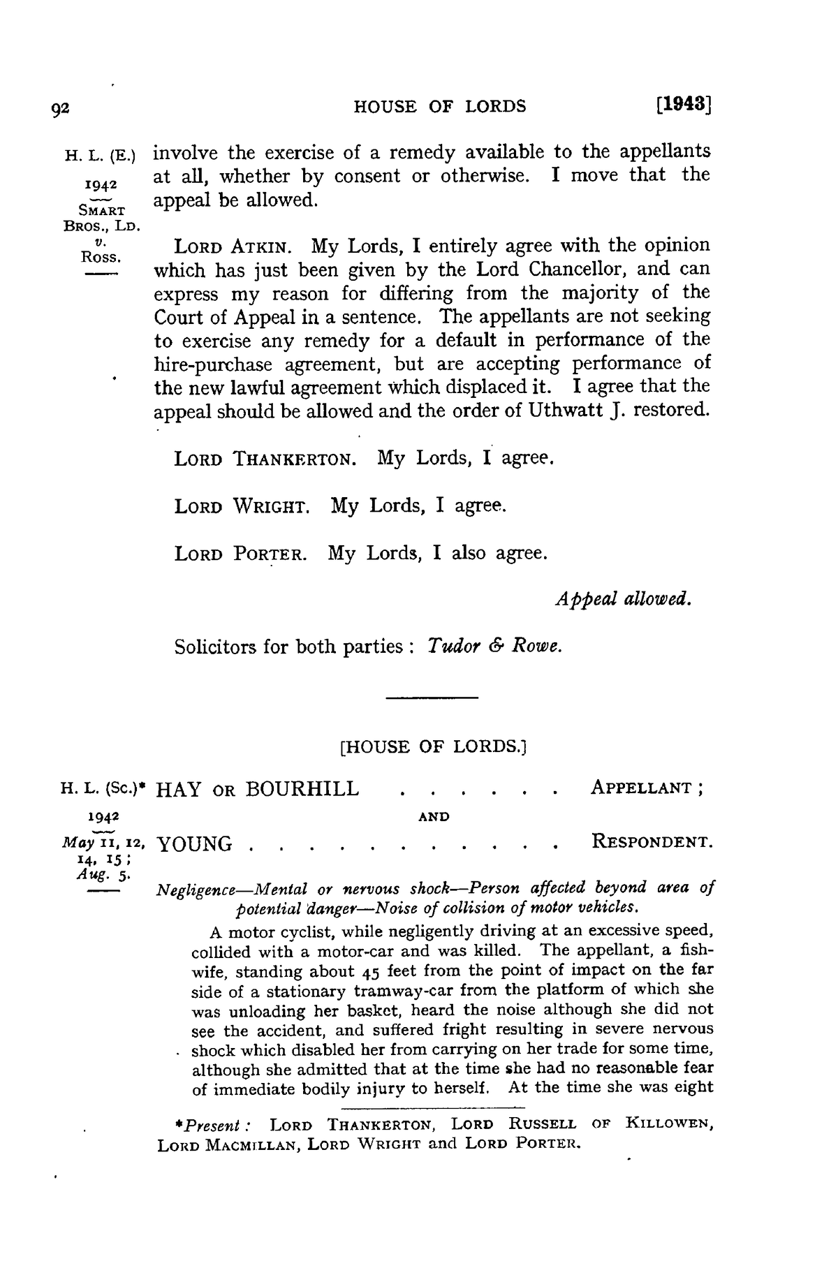 Bourhill v Young - Essential Case - Law of Torts - Studocu