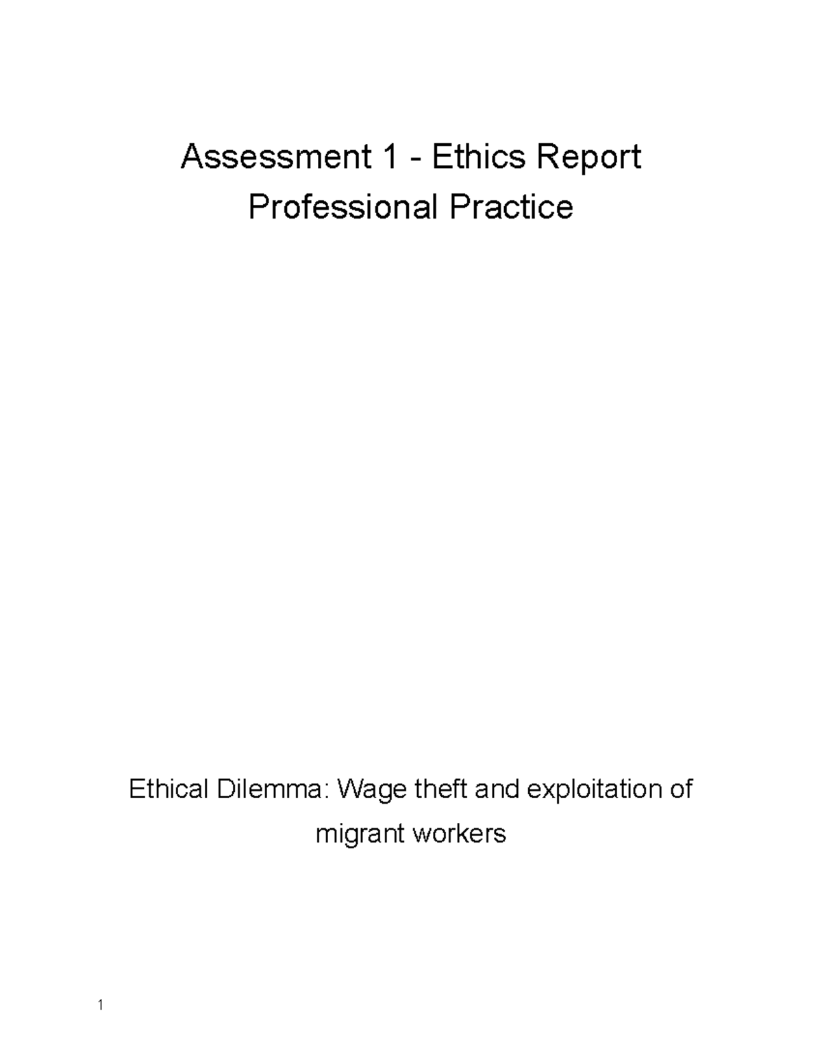 Assessment 1 - Ethics Report (Professional Practice) edited ...