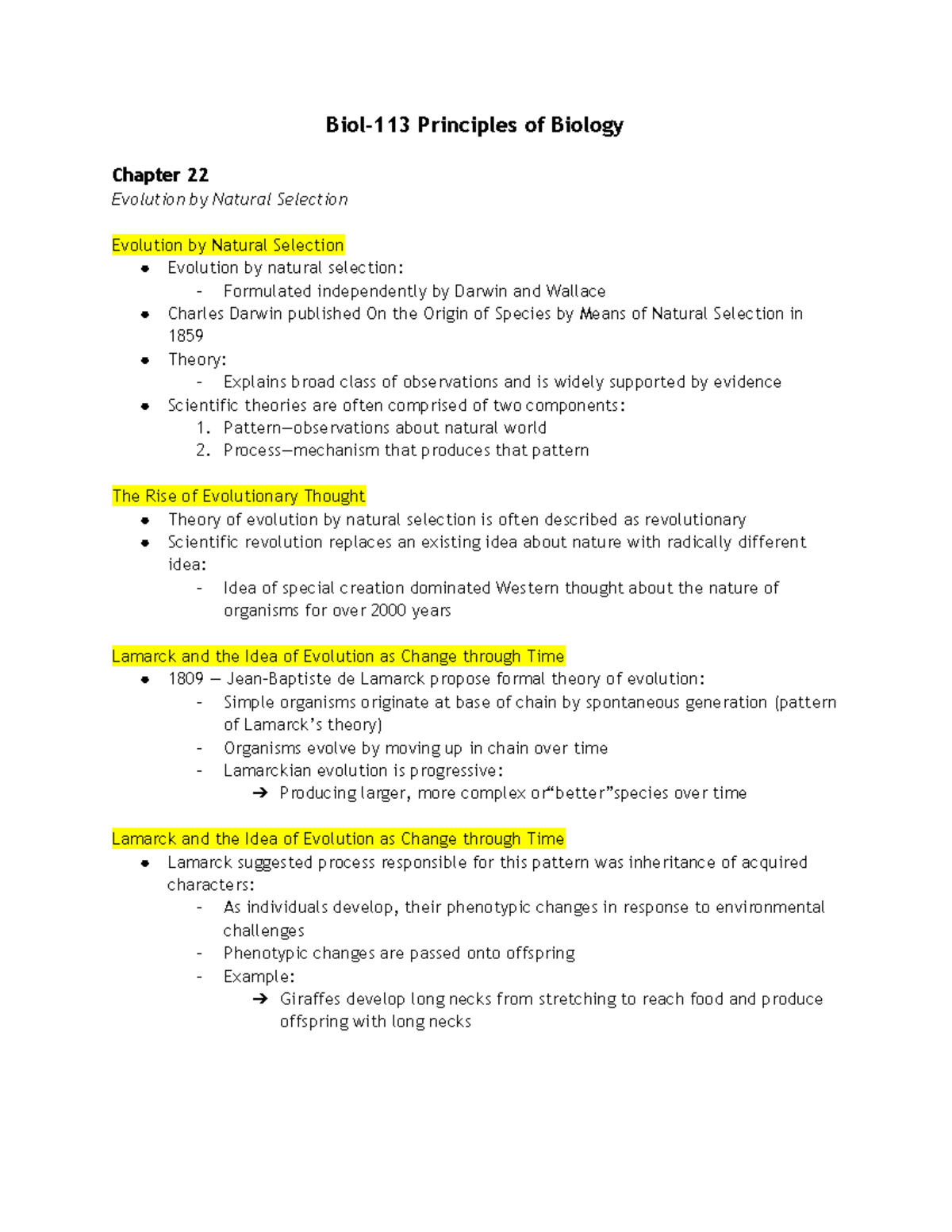 Biol-113 Principles Of Biology Chapter 22 - Biol-113 Principles Of ...