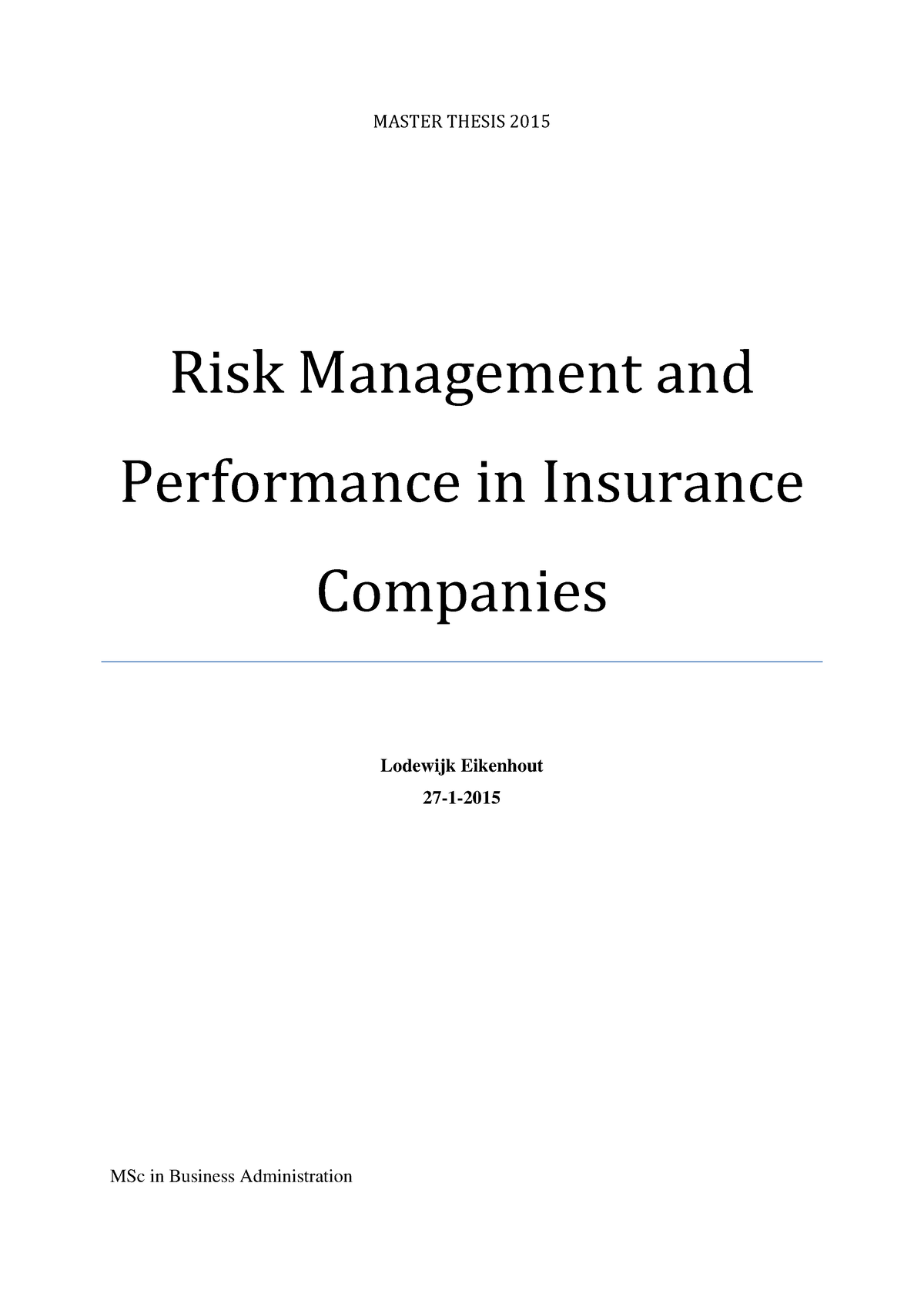 risk management dissertation proposal