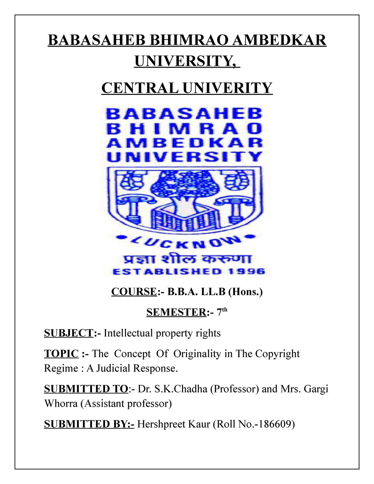 babasaheb ambedkar university assignment