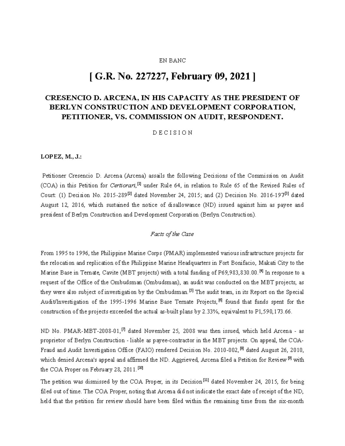 Arcena vs COA - case digest - EN BANC [ G. No. 227227, February 09 ...