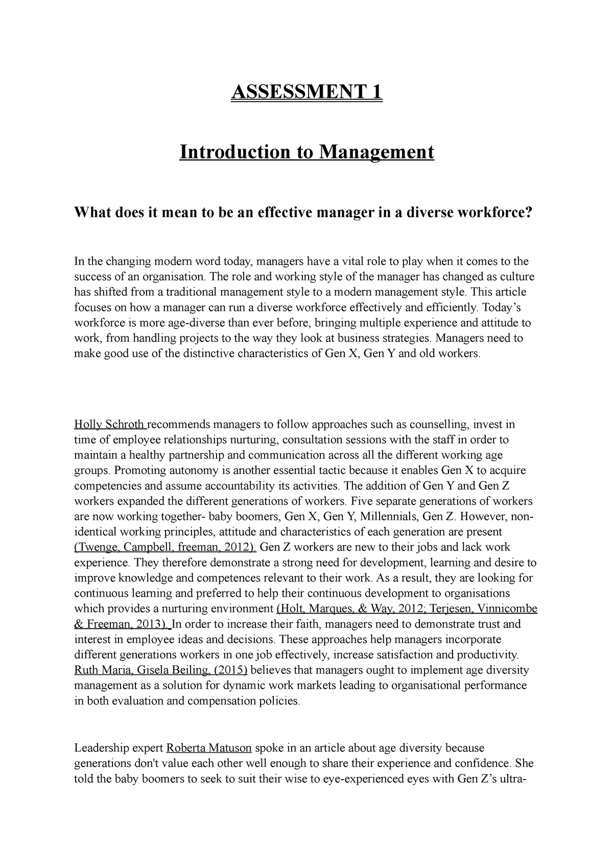 introduction of personnel management assignment