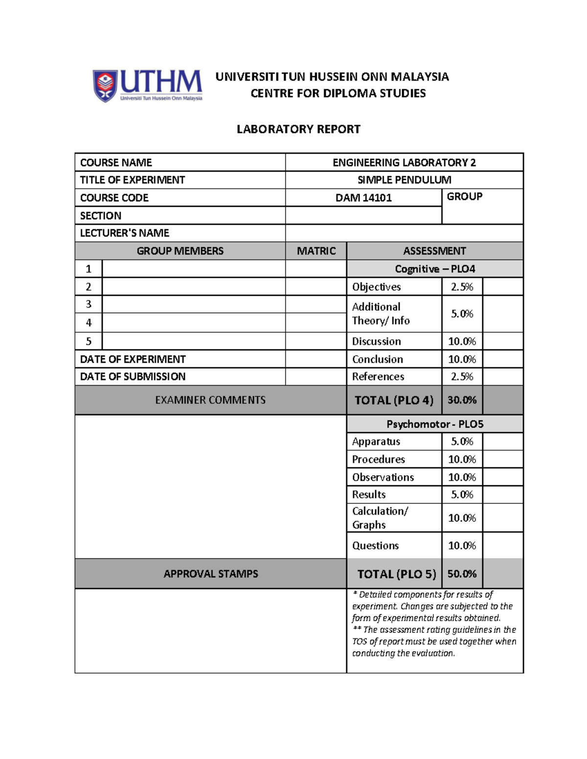 Exp1 - UNIVERSITI TUN HUSSEIN ONN MALAYSIA CENTRE FOR DIPLOMA STUDIES ...