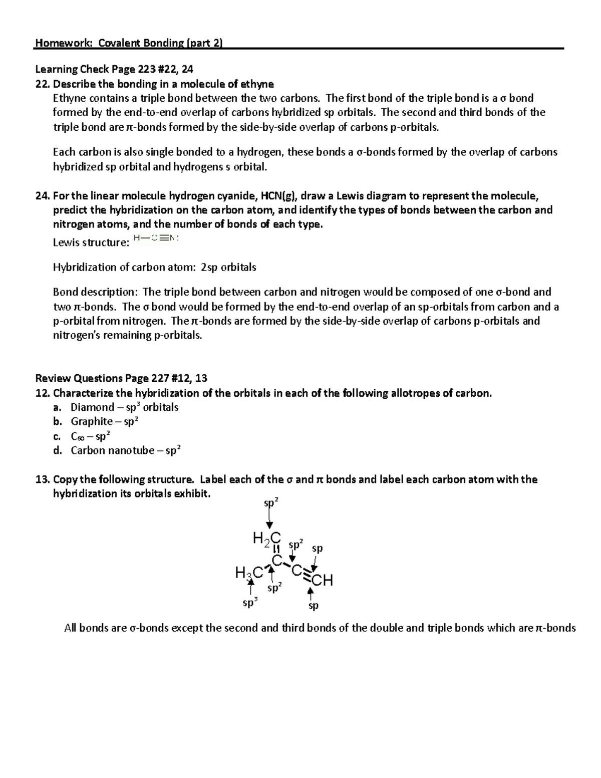 Homework - Covalent Bonding Part 2 - Homework: Covalent Bonding (part 2 