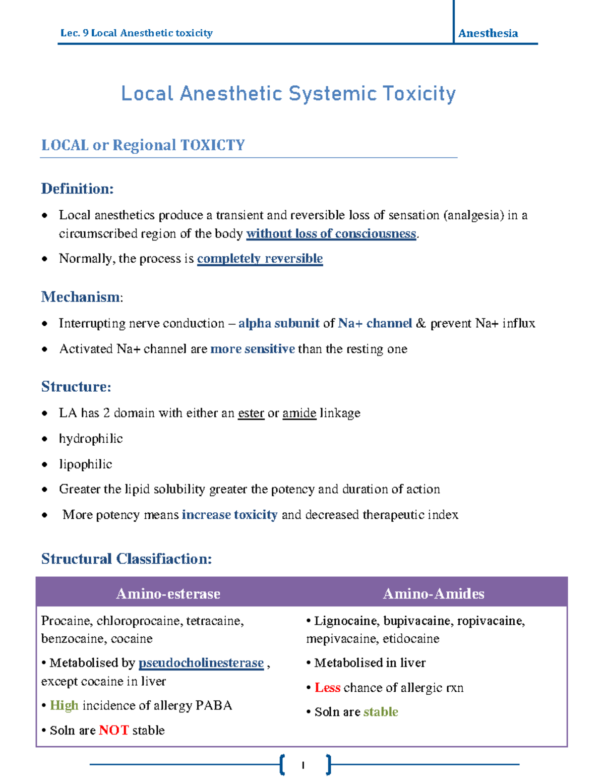 Local or Regional anethetic toxicity - Local Anesthetic Systemic ...