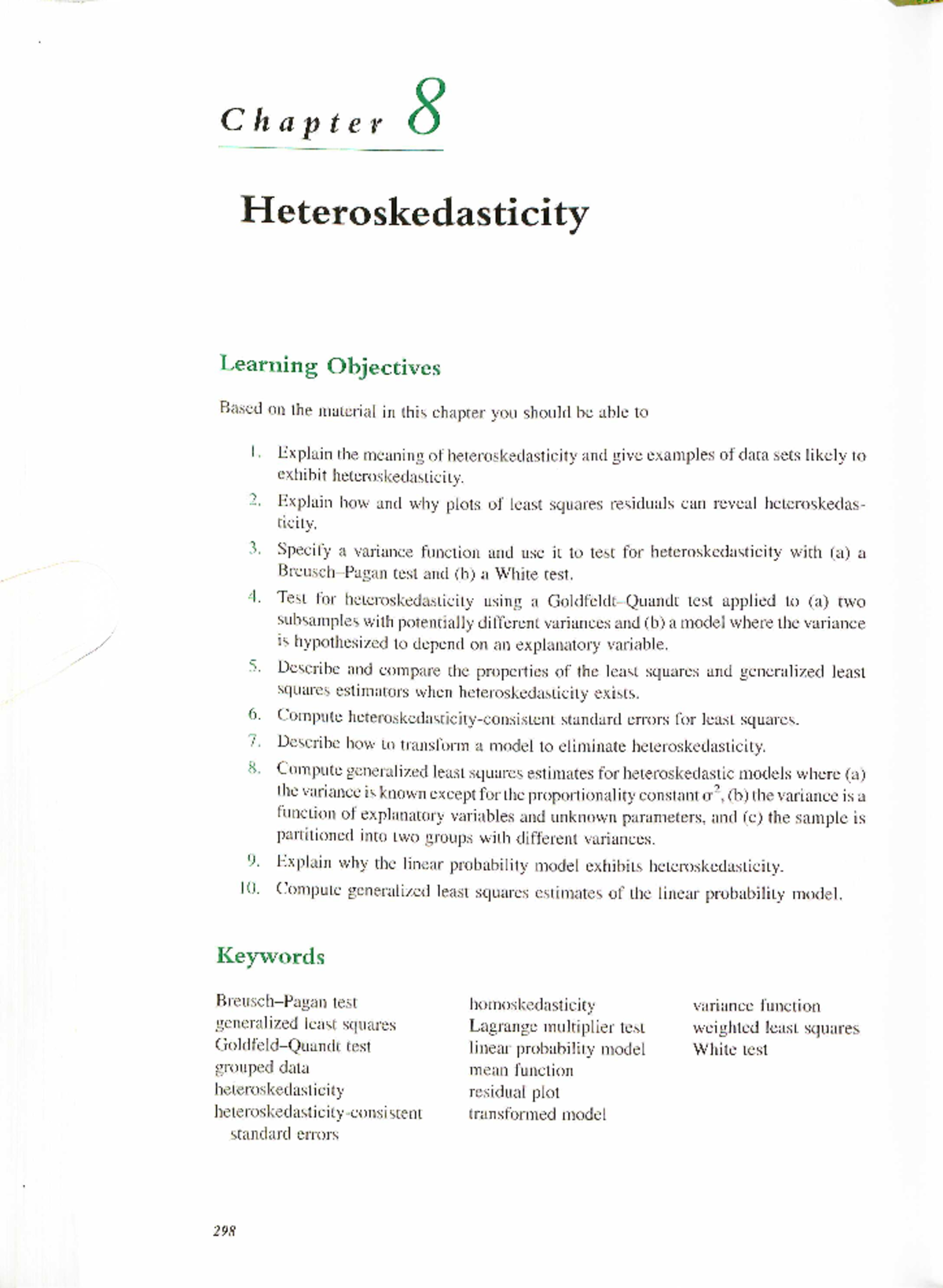 Chapter 8: Heteroskedacity Econometrics Book Chapter - Chapter 8 ...