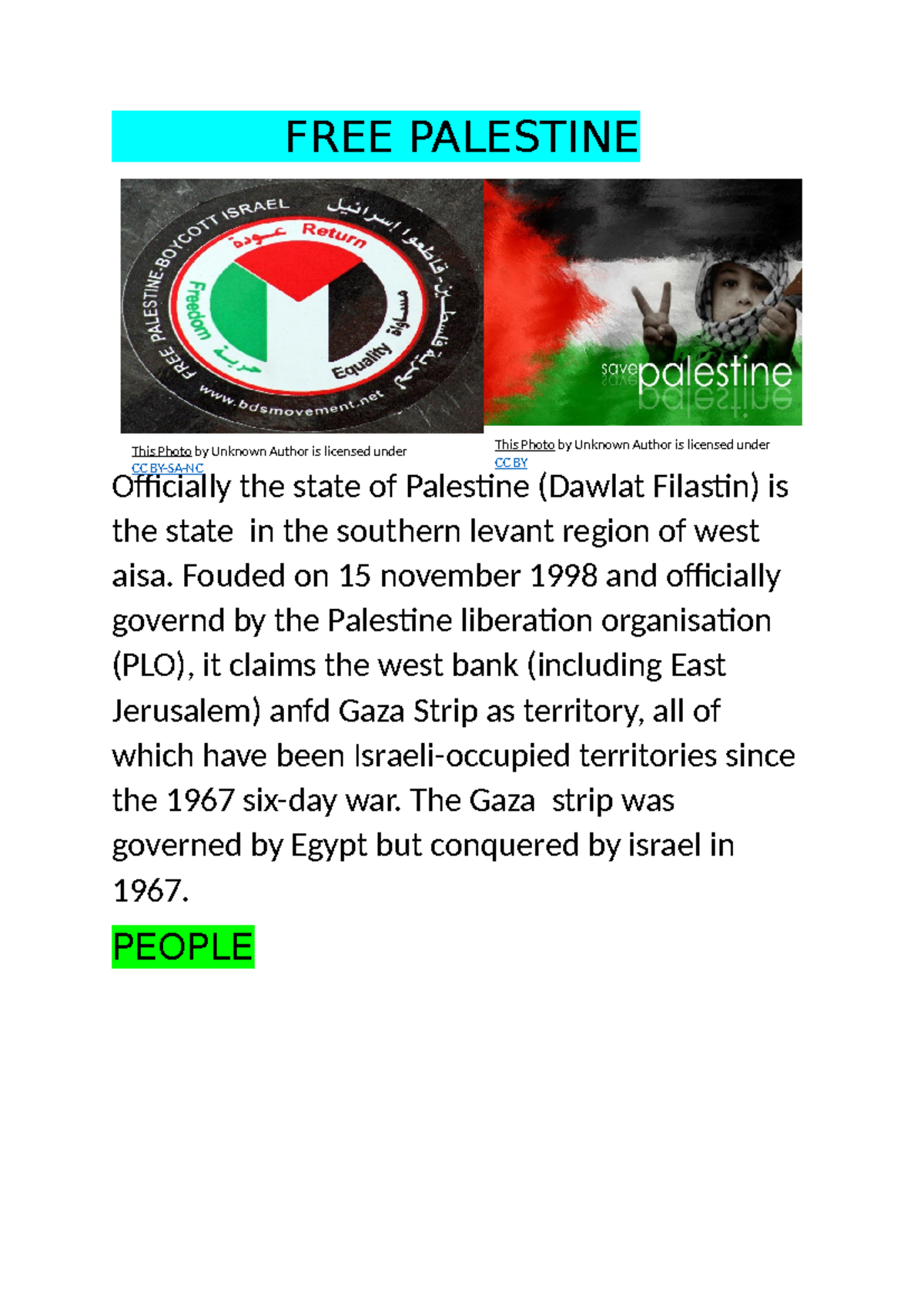 FREE Palestine - studengt - FREE PALESTINE Officially the state of ...
