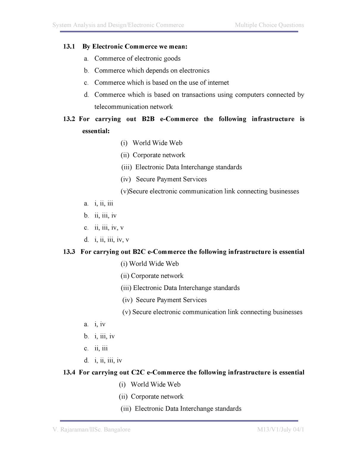 E-commerce Mcq All Units - 13 By Electronic Commerce We Mean: A ...