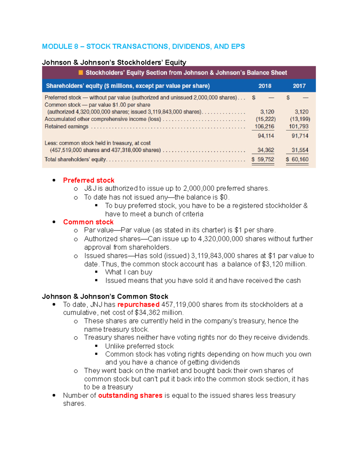 Module 8 - Prof Jennifer Riley - MODULE 8 – STOCK TRANSACTIONS ...