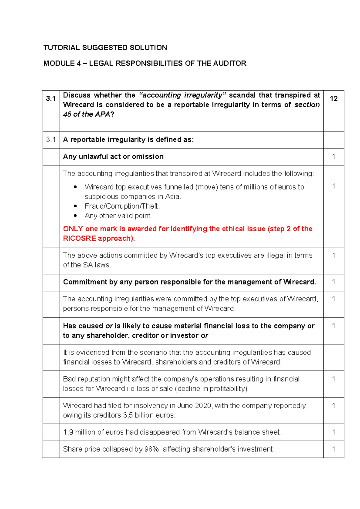 Tutorial suggested solution Module 4 - TUTORIAL SUGGESTED SOLUTION ...