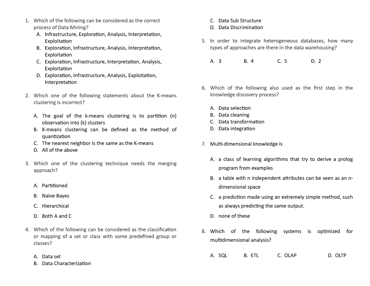 KM mcq questions Which of the following can be considered as the 