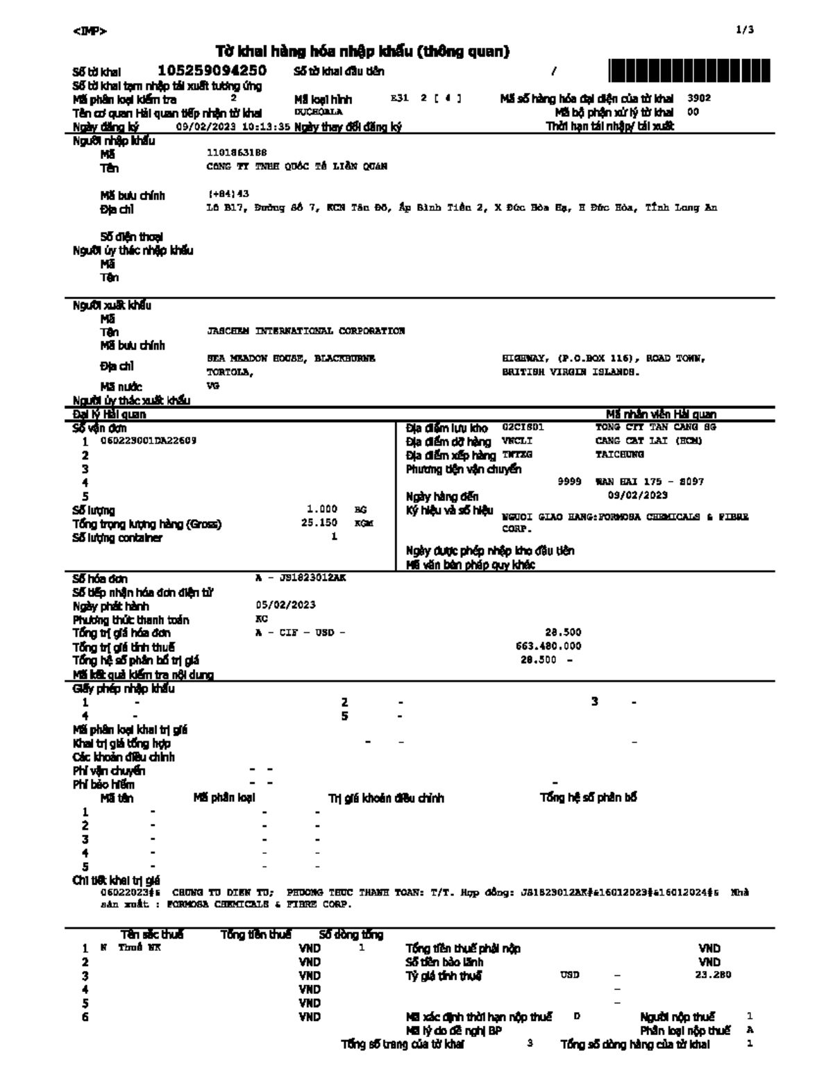 Tờ khai hải quan - document - To khai hang hóa nhâp khâu (thông quan ...