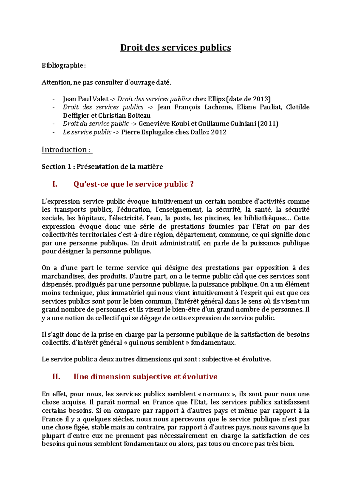 dissertation sur le service publique