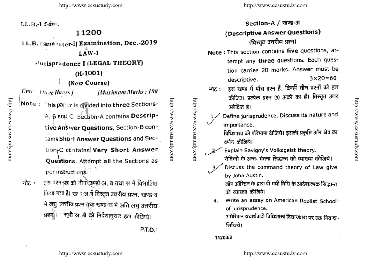 Llb 1 Sem Law 1 Jurisprudence 1 Legal Theory K 1001 Dec 2019 Llb 1 Sem Law 1 Jurisprudence 1 Legal Theory K 1001 Dec 2019