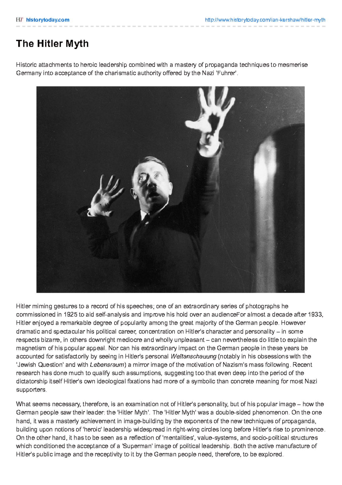 Hitler Myth article - all are part of the book - historytoday ...