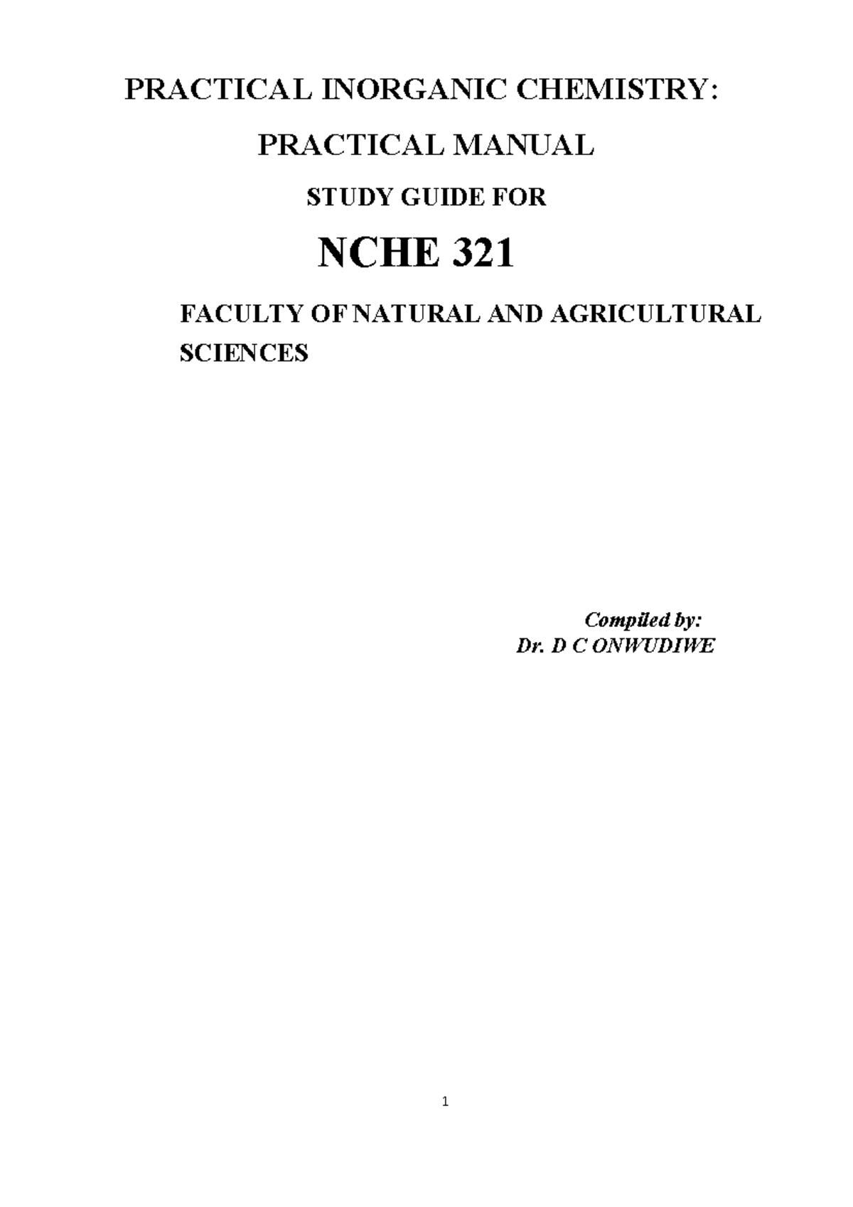 NCHE321 practical manual 2022 PRACTICAL CHEMISTRY