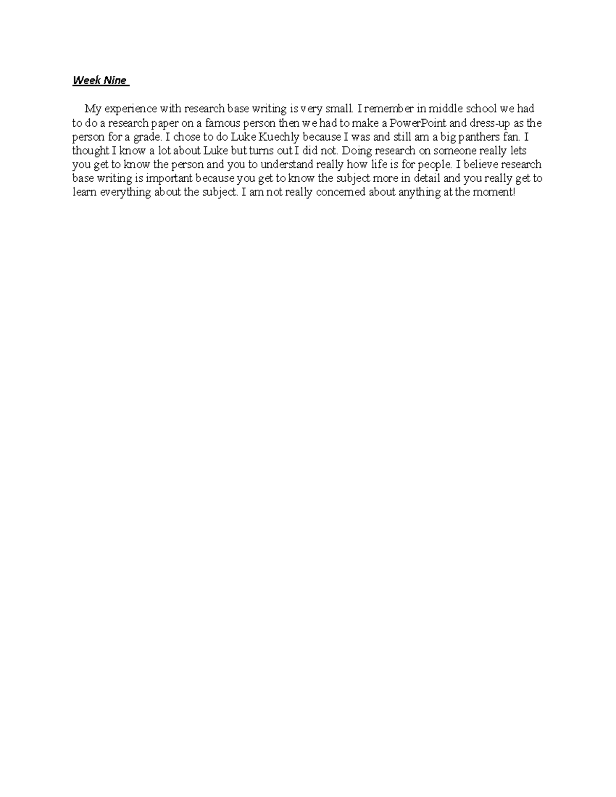 Week Nine en 102 - this is an example of the week nine discussion ...