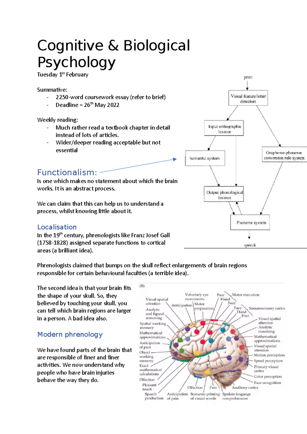 Cognitive And Bio Psych Intro - Cognitive Biological Psychology Tuesday ...