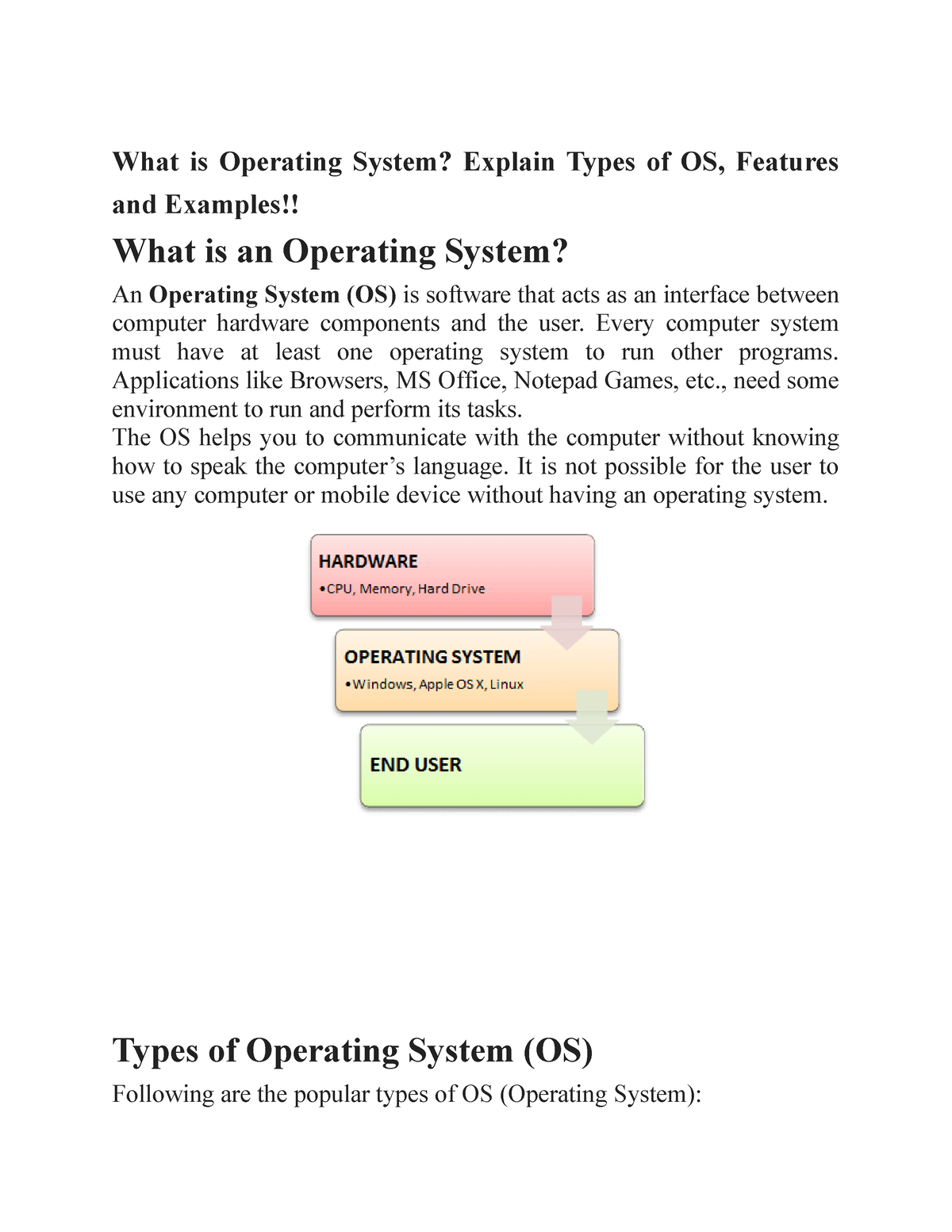 What Is Operating System B - What Is Operating System? Explain Types Of ...