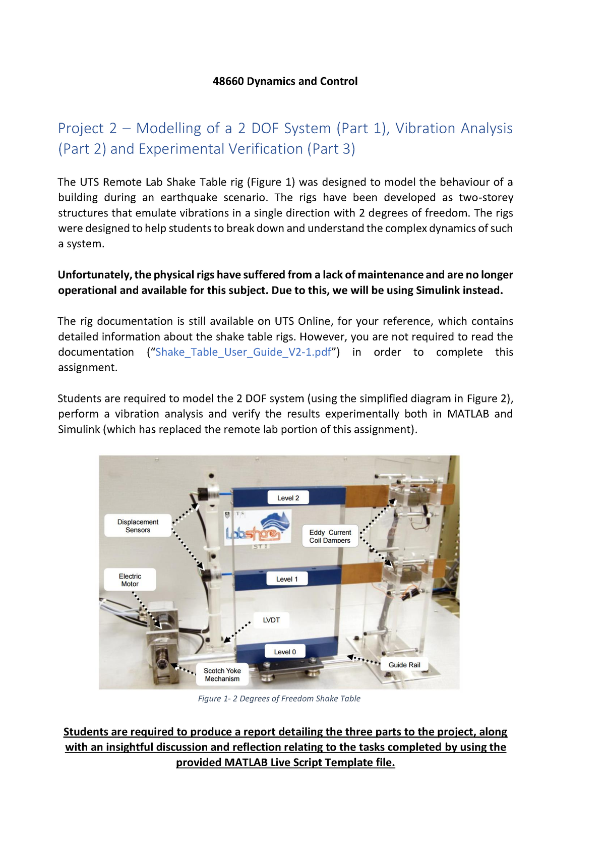 48660 UTS Autumn 2019 Assignment 2 Description 48660 Dynamics and