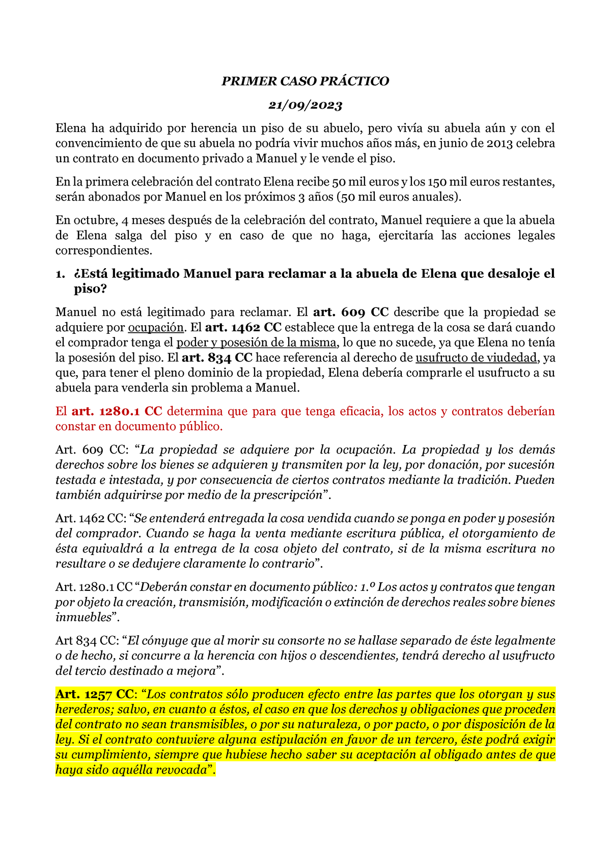 Primer Caso Practico No Evaluable - PRIMER CASO PR¡CTICO 21/09/ Elena ...