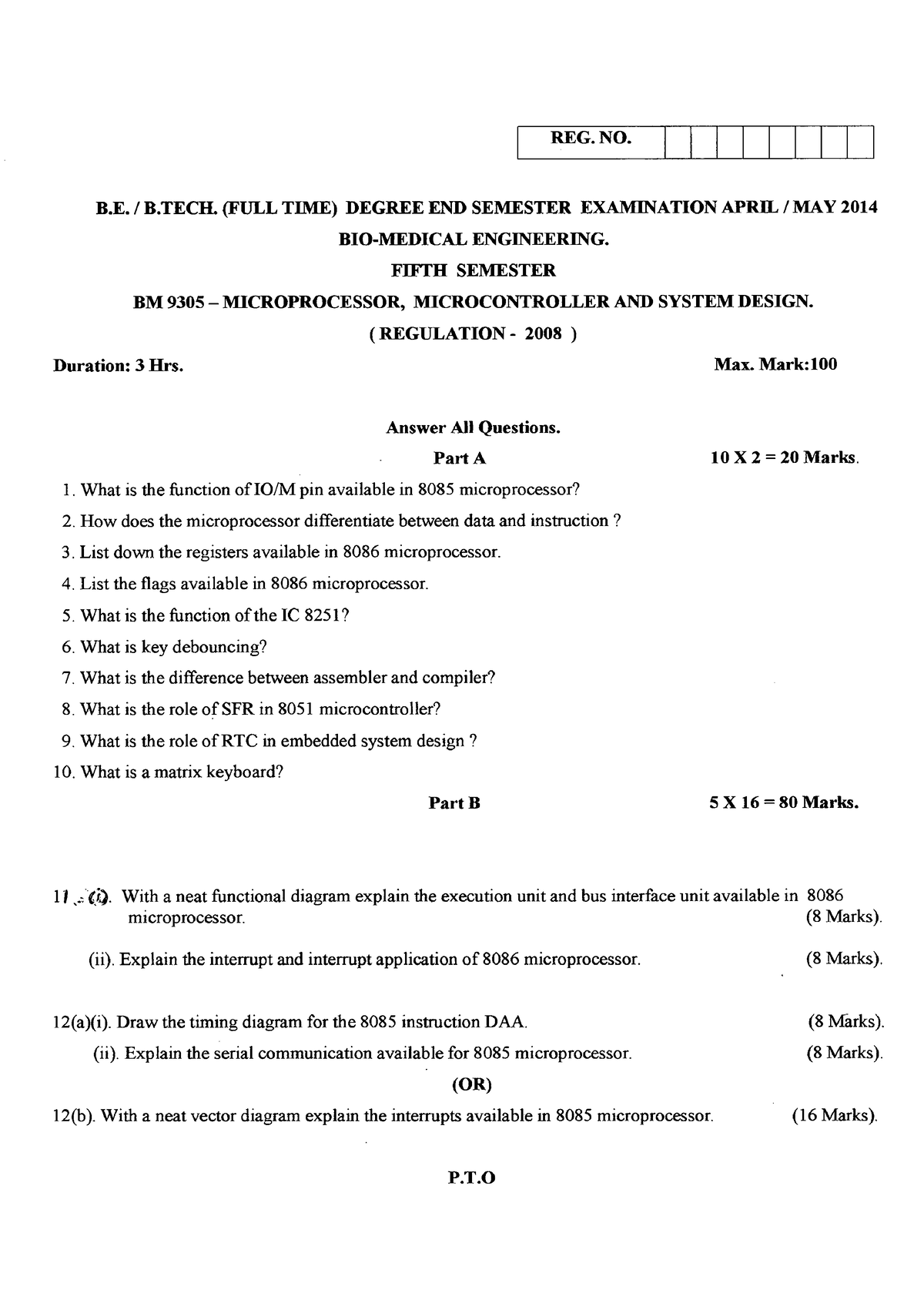 QP - Useful - REG. B. / B. (FULL TIME) DEGREE END SEMESTER EXAMINATION ...