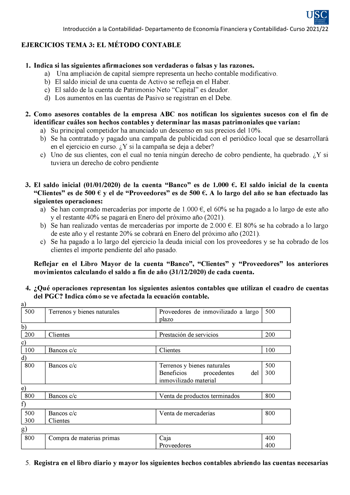 Ejercicios Tema 3 2021 Introducción A La Contabilidad Departamento De Economía Financiera Y 3927