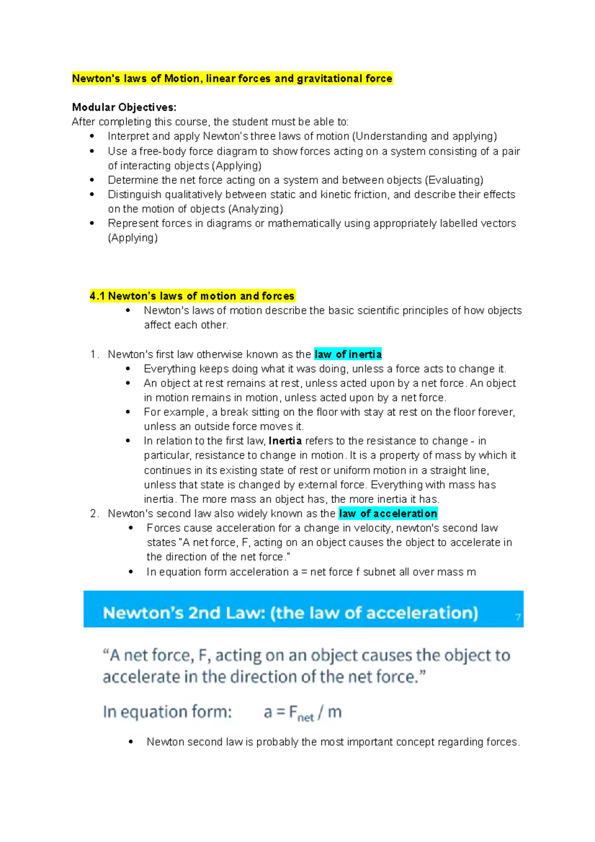 (4.1) Dynamics Part 1 - Science Physics notes - Newton's laws of Motion ...