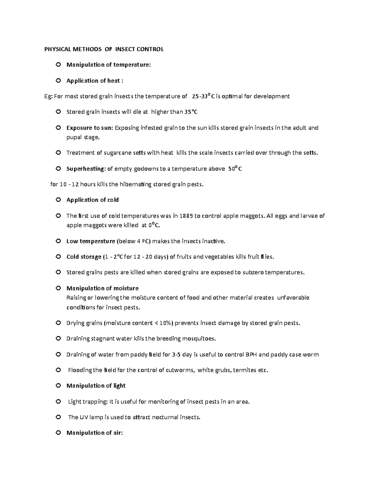 Physical Methods OF Insect Control - PHYSICAL METHODS OF INSECT CONTROL ...