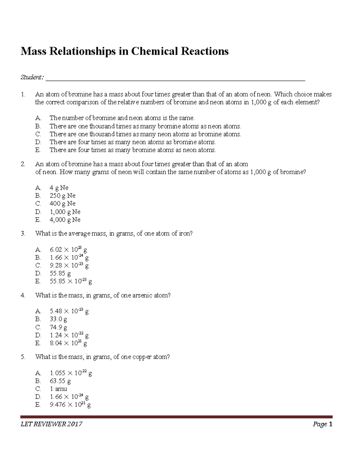 Chemistry-Part-2 - CHEM - Mass Relationships in Chemical Reactions ...