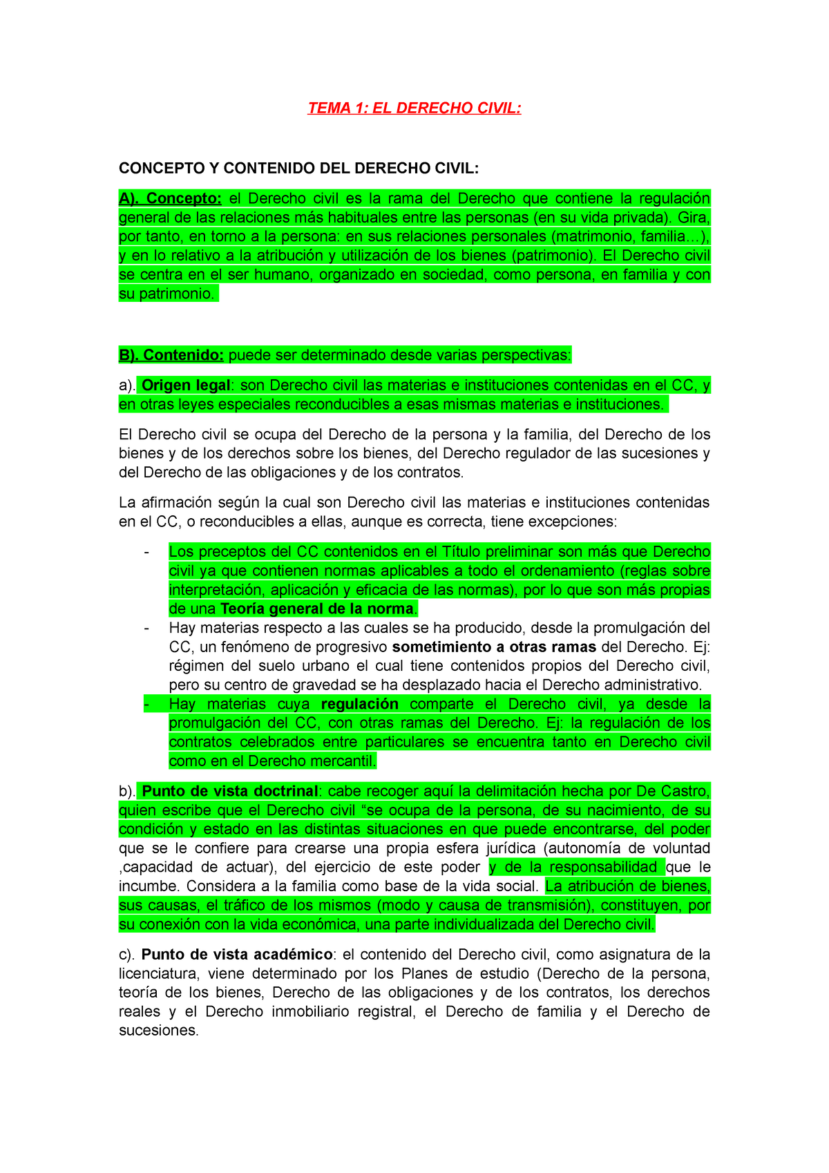 Tema 1 Constitucion Española Tema 1 El Derecho Civil Concepto Y Contenido Del Derecho 1764