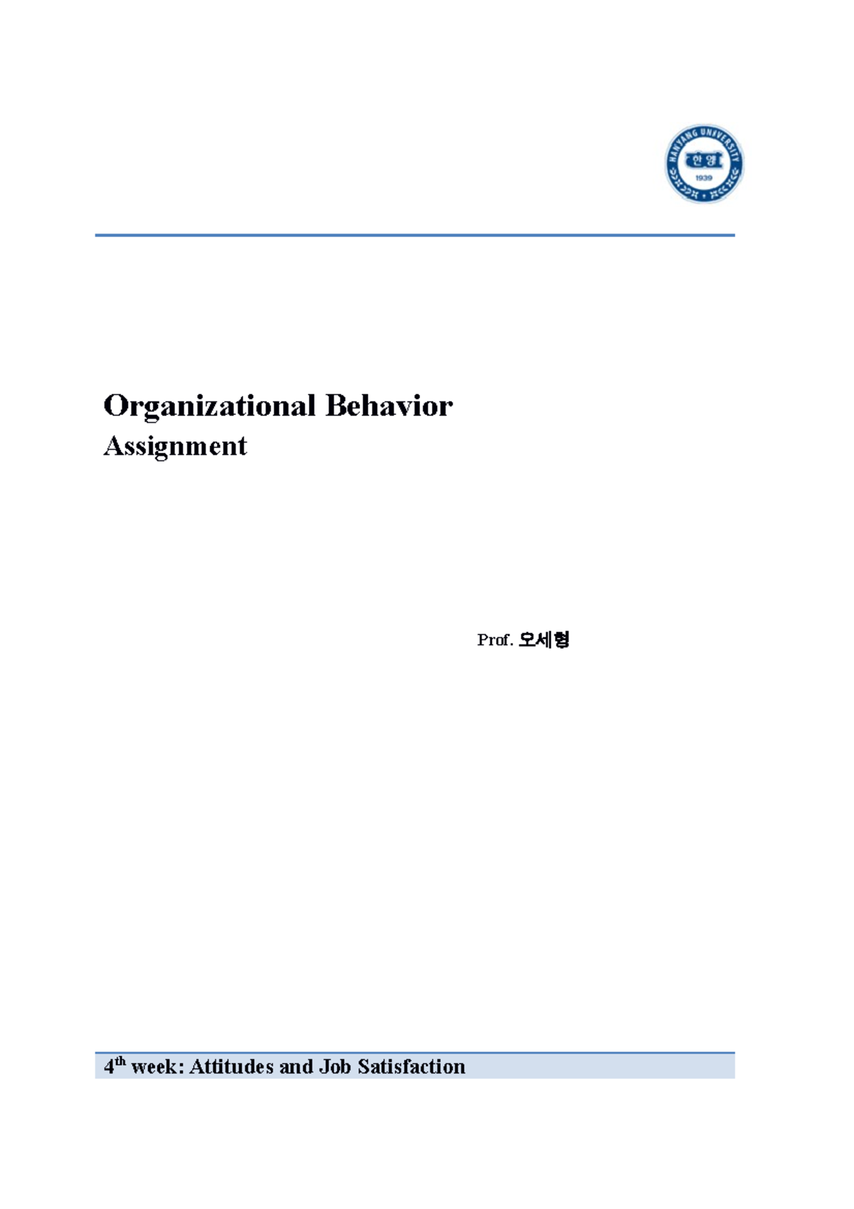 organizational behavior assignment report