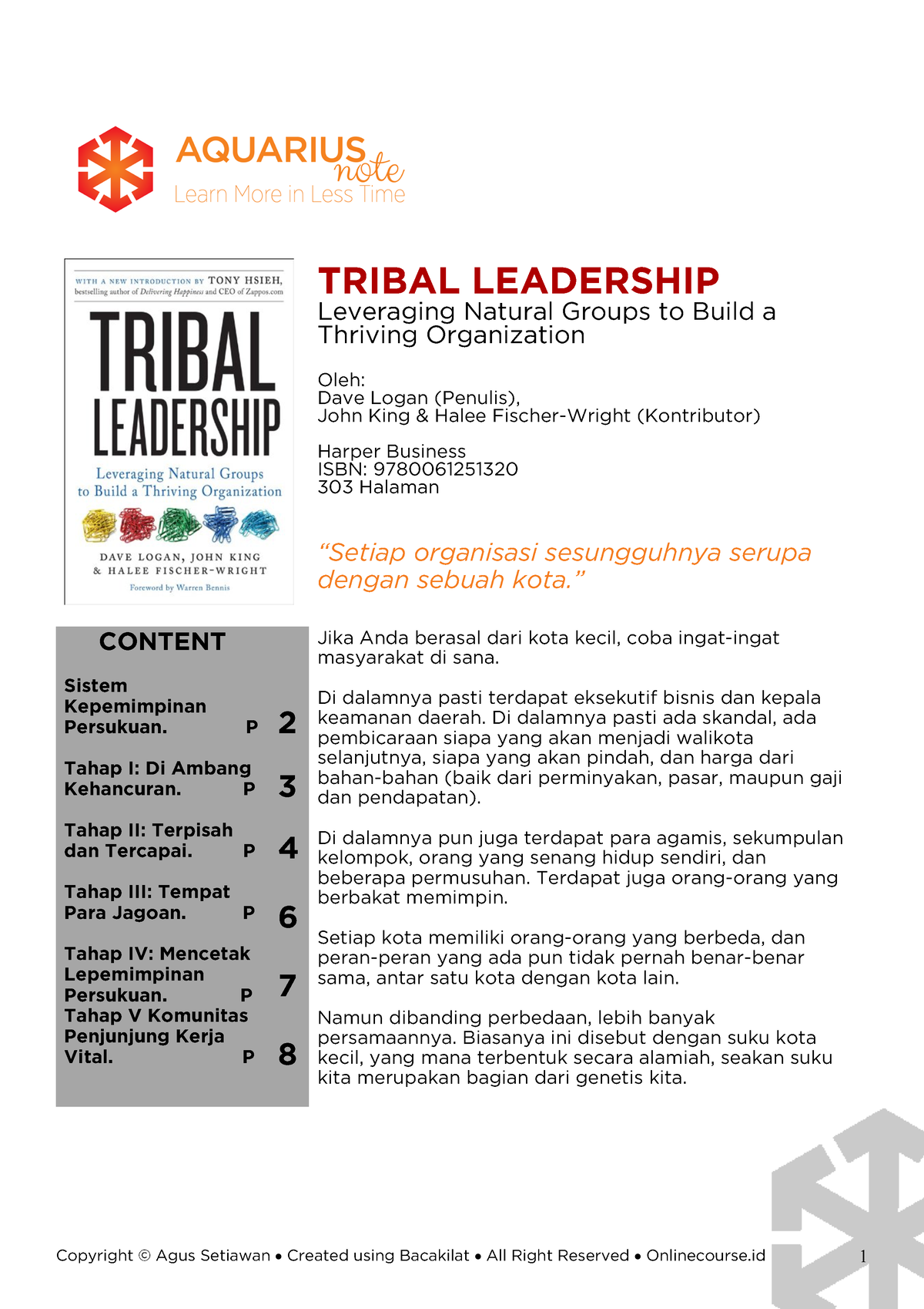 01 Tribal Leadership - Ringkasan Sejarah - TRIBAL LEADERSHIP Leveraging ...