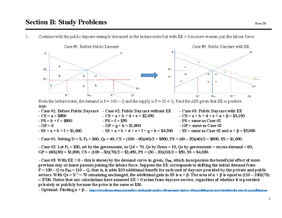 1 Econ 330 Section B Study Problem W2023 - Section B: Study Problems ...