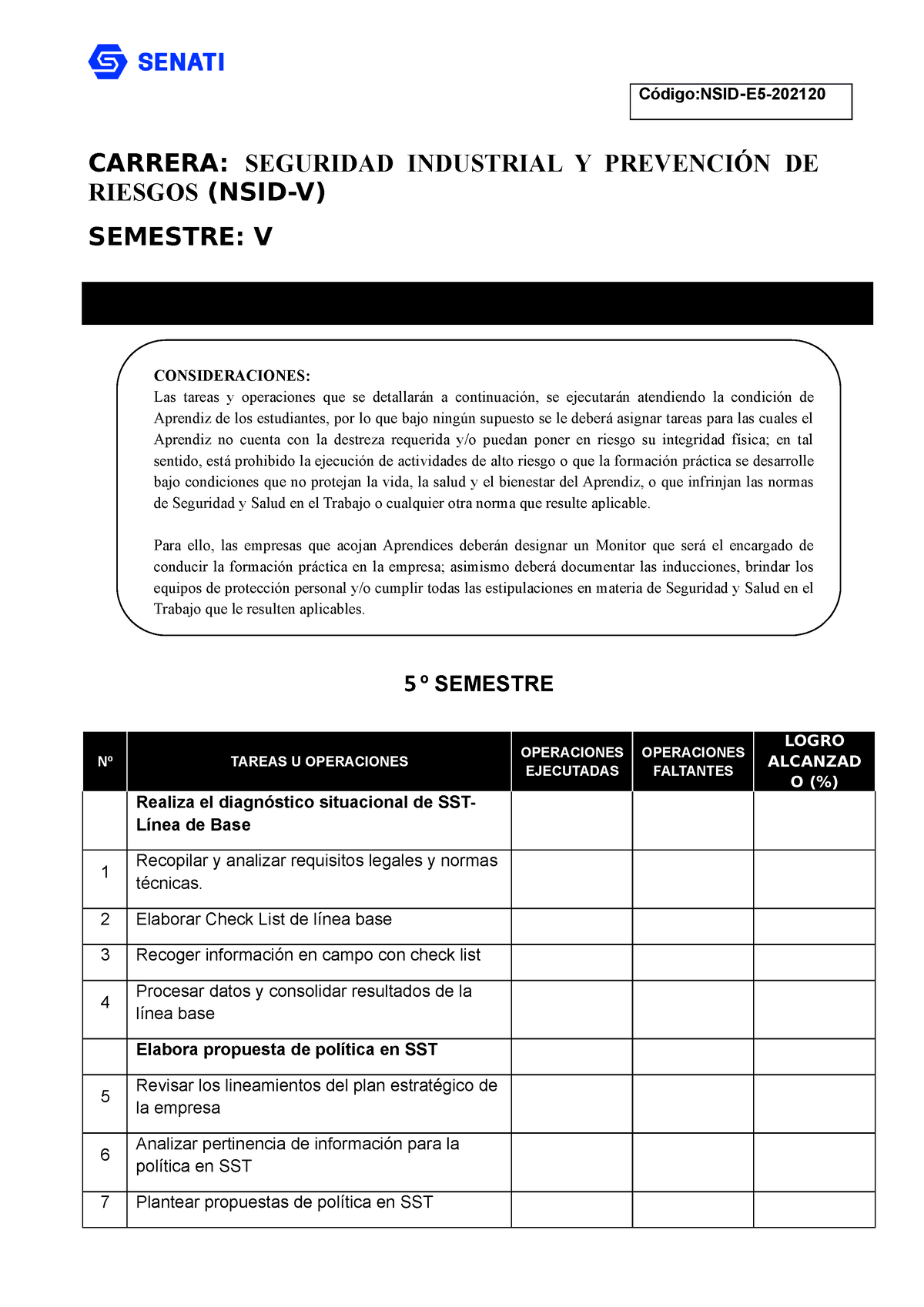 Pea Senati To Ciclo Trabajos Actualizados C Digo Nside Carrera Seguridad Industrial