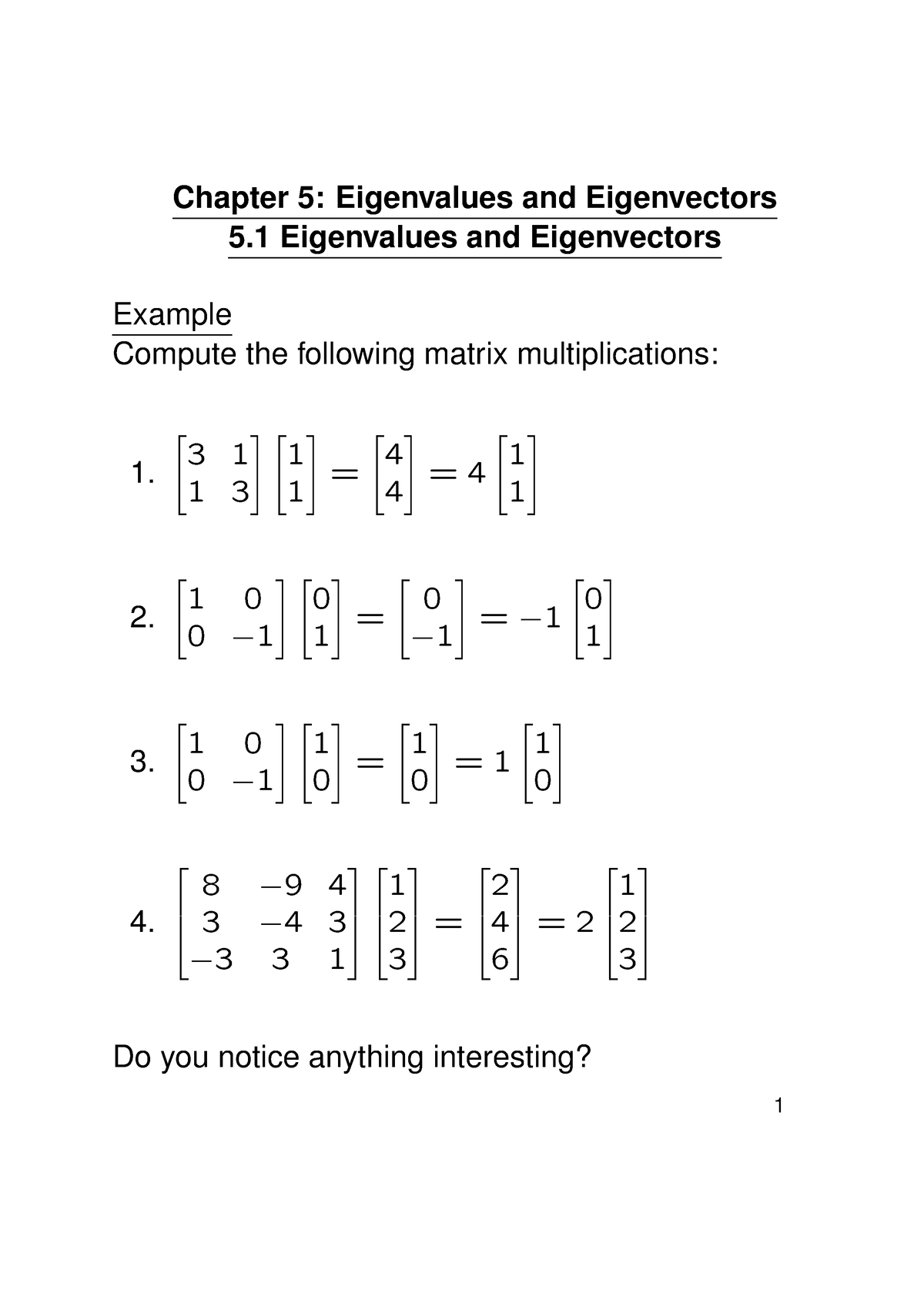 Section 5 - Introduction And Some Brief Applications Of Eigenvalues And ...