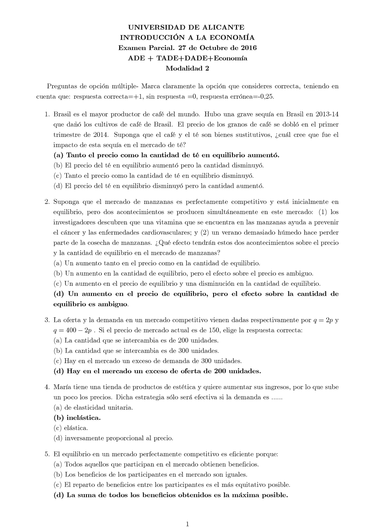 Examen Octubre Preguntas Y Respuestas UNIVERSIDAD DE ALICANTE A LA Examen Parcial