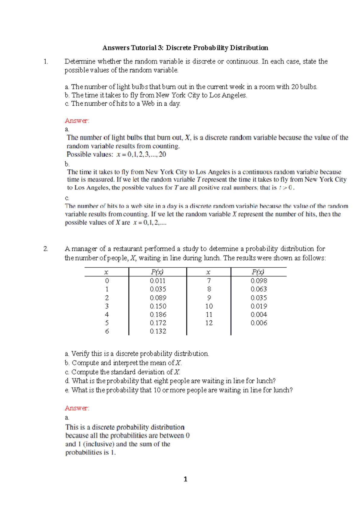 Tutorial 3 Discrete Probability Answers 2022 - Answers Tutorial 3 ...