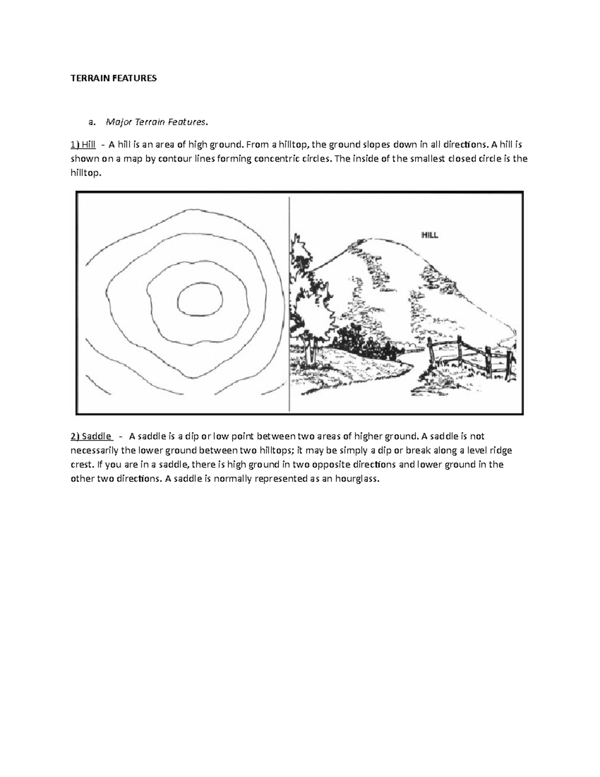 Terrain Features - TERRAIN FEATURES a. Major Terrain Features. Hill - A ...