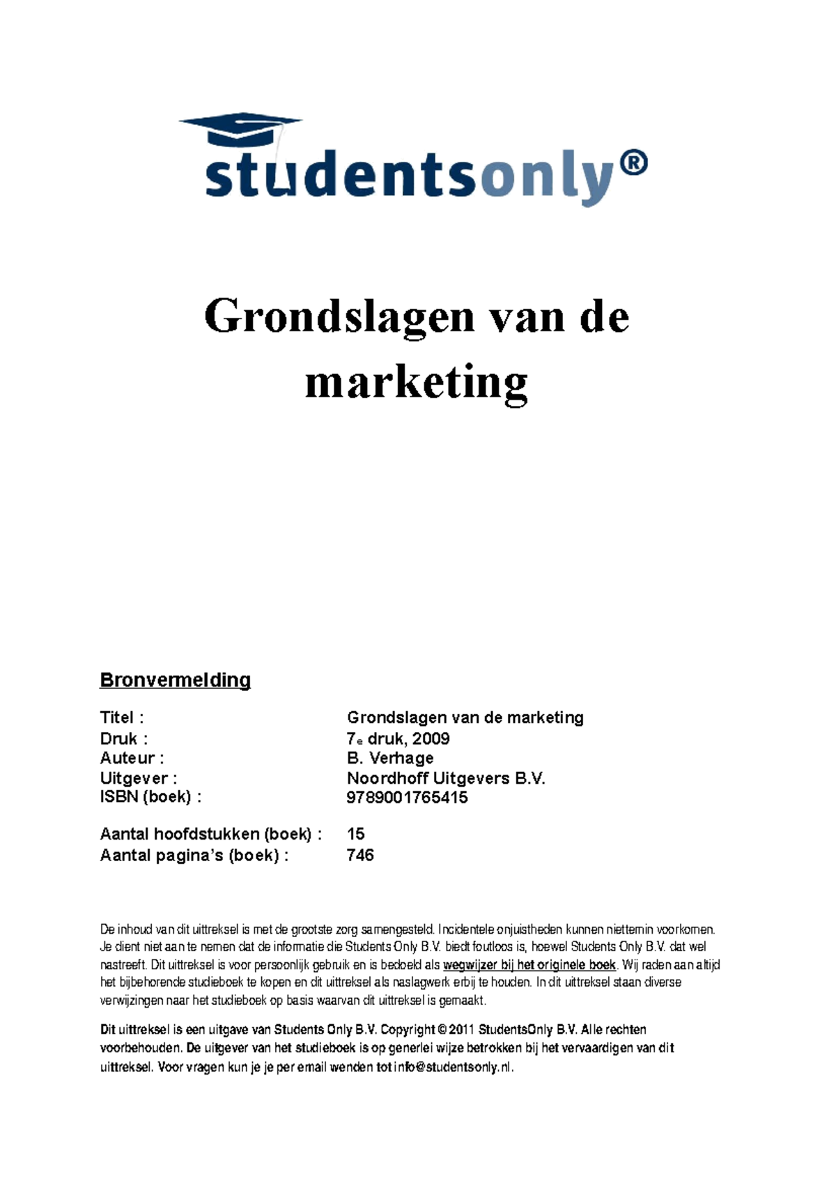 Samenvatting Marketing H1-H15 - Grondslagen Van De Marketing ...