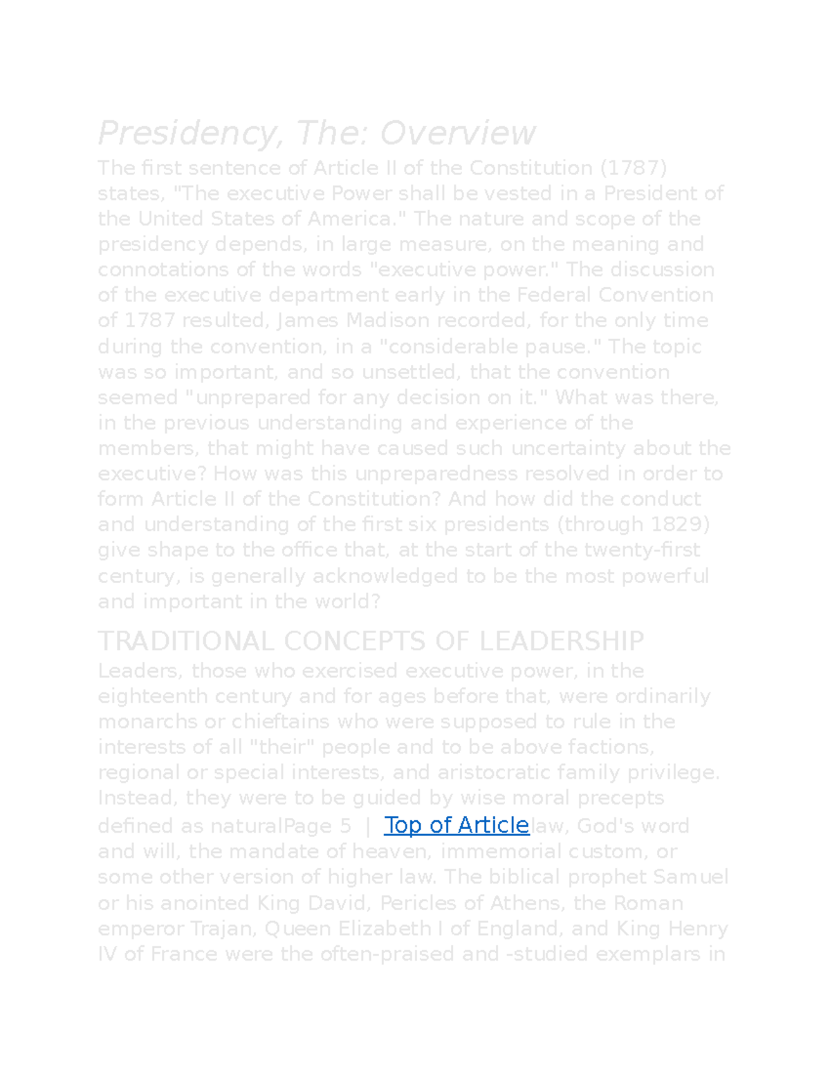 article 2 the presidency assignment quizlet