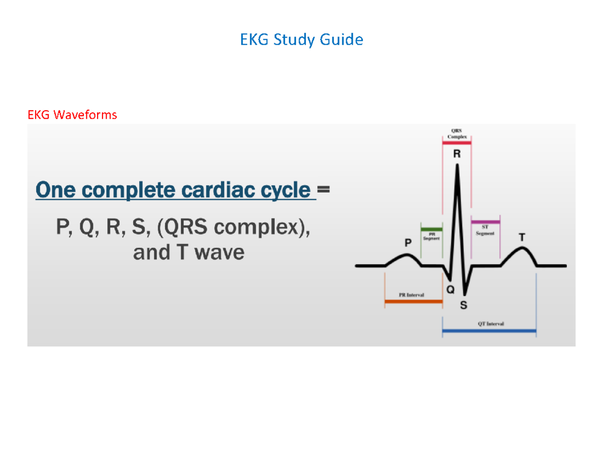 EKG Study Guide EKG EKG Study Guide EKG Waveforms Sinus Tachycardia