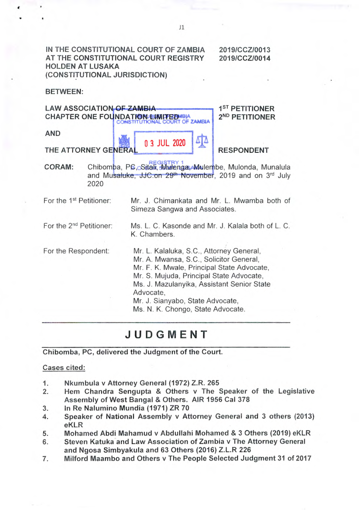 2019 ccz 0013 law association zambia chapter one foundation ltd and