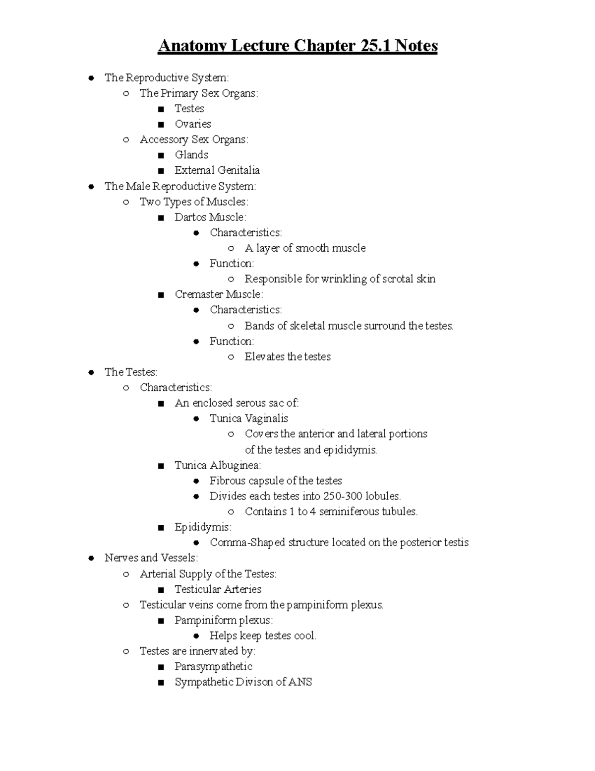 Anatomy Lecture Chapter 25.1 Notes - Anatomy Lecture Chapter 25 Notes ...