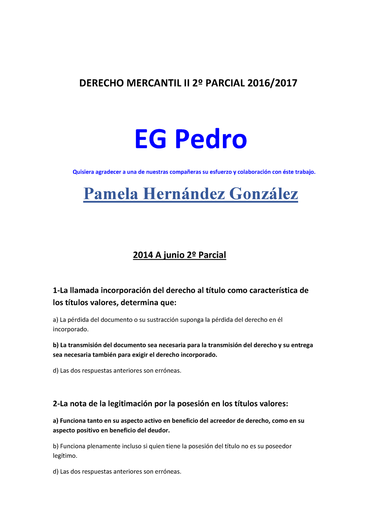 Tests Derecho Mercantil II 2º Parcial - DERECHO MERCANTIL II 2º PARCIAL ...