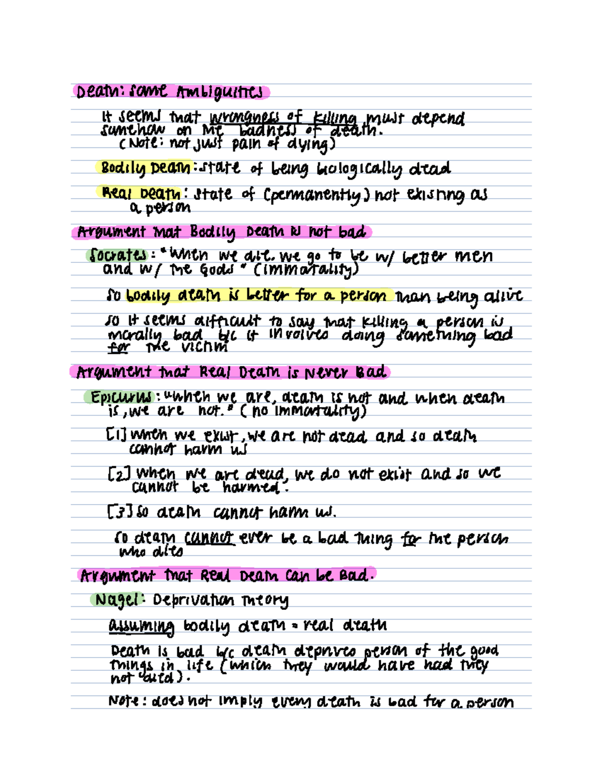 1. Death and Suicide - Lecture notes 1 - PHIL202 - Studocu