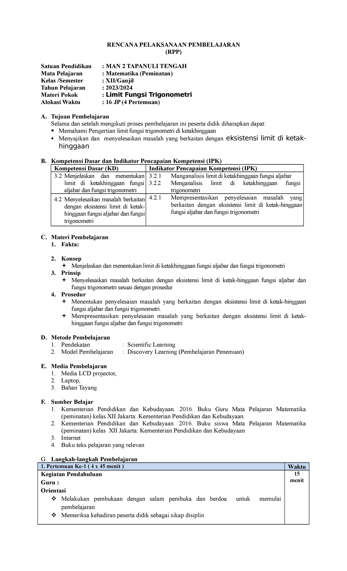 11. RPP 2 - RPP - RENCANA PELAKSANAAN PEMBELAJARAN (RPP) Satuan ...